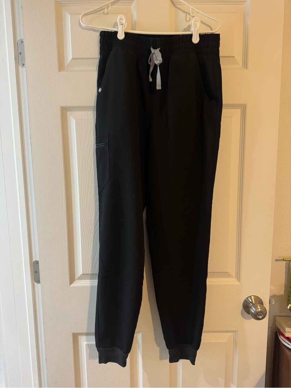 Figs Black Joggers Medium Tall with Gray Drawstring